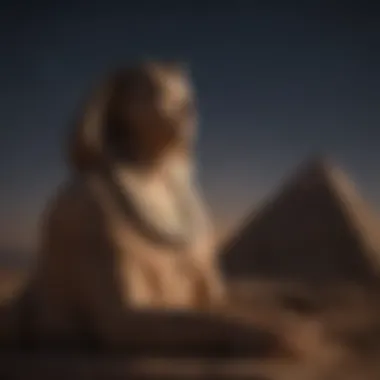Nightfall Enigma: Sphinx in Moonlight Mysterious Sphinx under starlit Egyptian sky