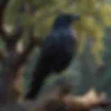 Mystical Raven Perched on Ancient Oak