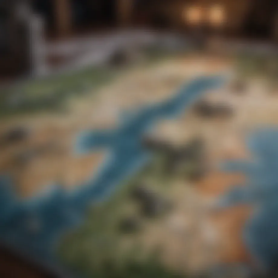Mystical world map with iconic locations from Game of Thrones