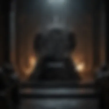 The Iron Throne: A Symbol of Conflicting Views The Iron Throne surrounded by shadowy figures representing different perspectives