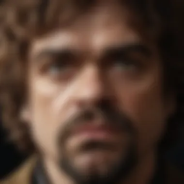 A close-up portrait of Peter Dinklage reflecting his character's depth.