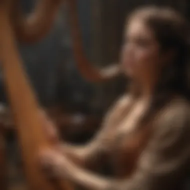Captivating Performance of a Harpist Harper Playing Enchanting Melody