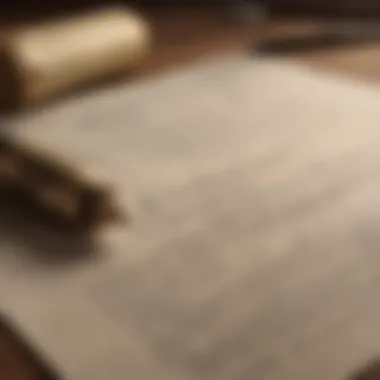 Illustration depicting a quill pen on a parchment with legal documents