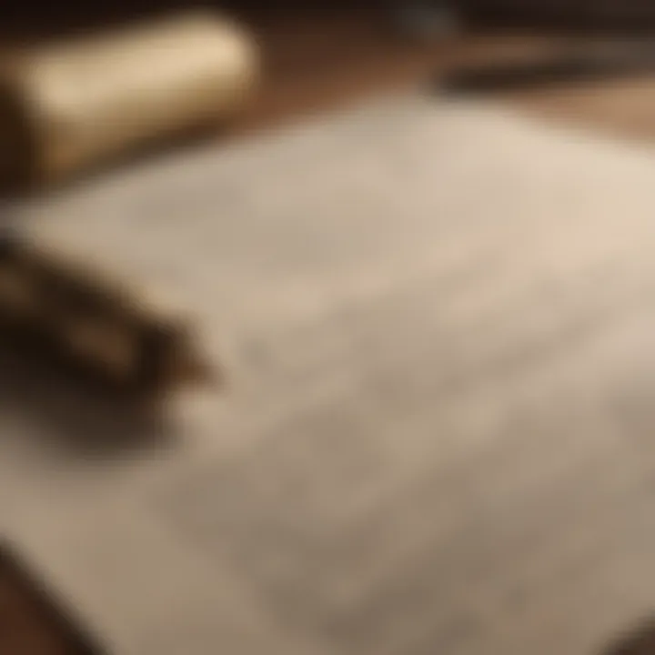 Illustration depicting a quill pen on a parchment with legal documents