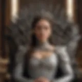 A powerful queen seated on her throne, exuding authority and confidence