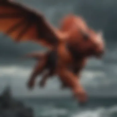 Redclaw in flight amidst a stormy sky