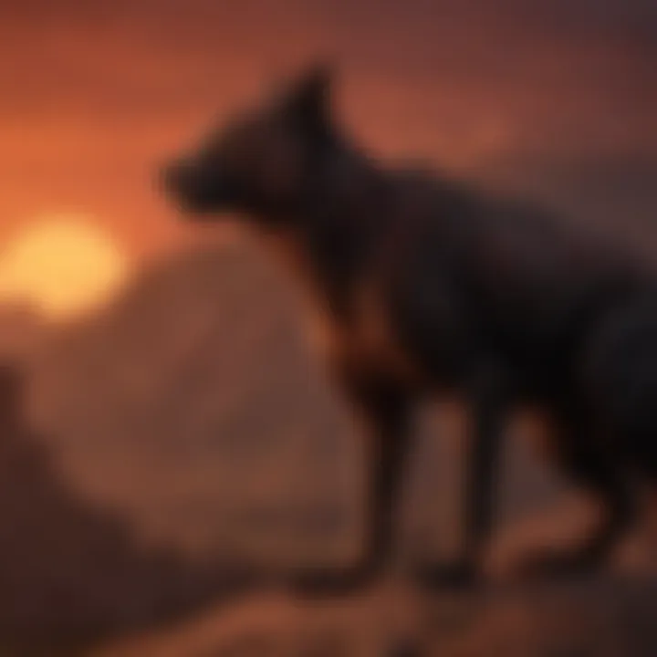 Enigmatic Redclaw silhouette against a blood-red sky