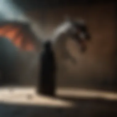 Shadow of the Dragon Mysterious cloaked figure with a dragon-shaped shadow looming