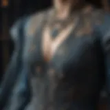 Elegant embroidery detail on Sansa's gown