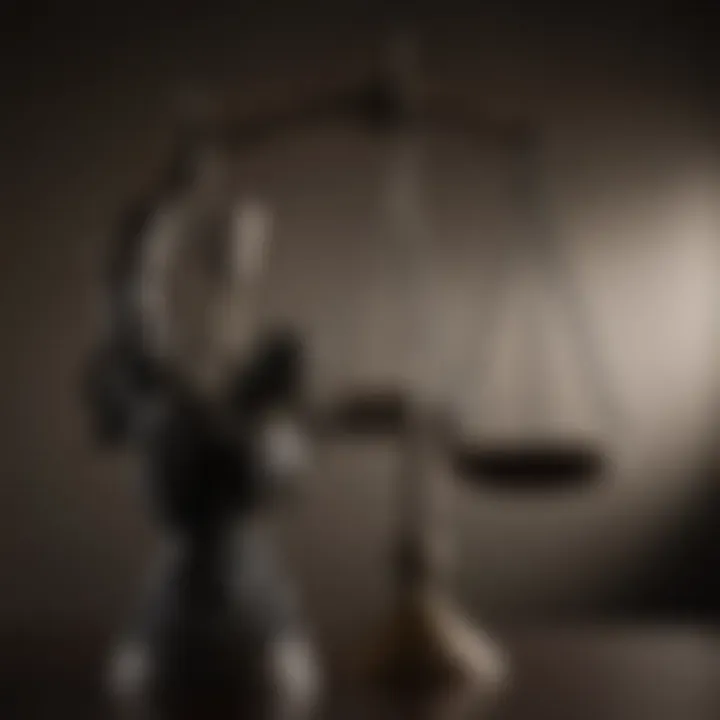 Scales of Justice Symbol Against Shadowy Background