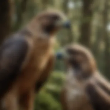 A hawk interacting with a character, symbolizing loyalty and bond.