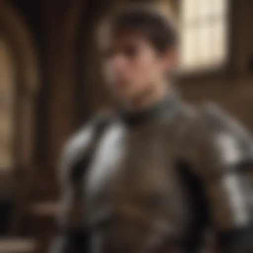 A young squire in armor, reflecting the dedication of his role.