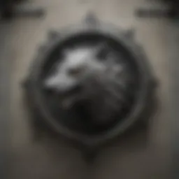 Symbolic Banner of House Stark with Direwolf Sigil