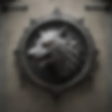 House Stark: The Direwolf's Resilience Symbolic Banner of House Stark with Direwolf Sigil