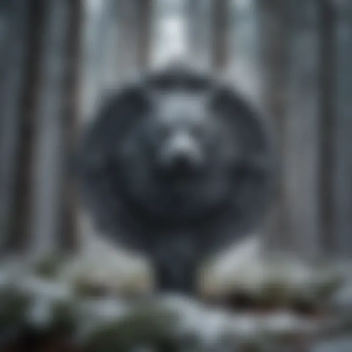 Stark Direwolf Emblem in Winter Forest