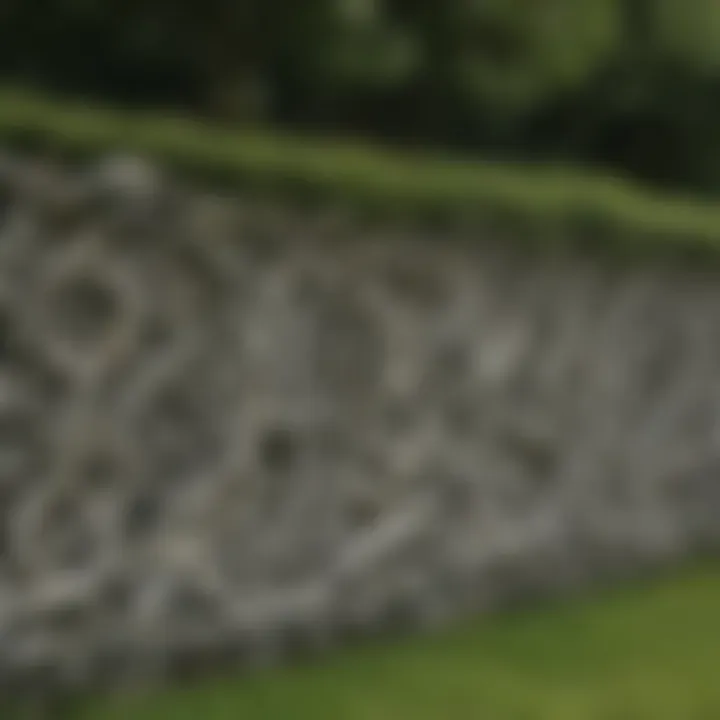 Intricate carvings on a stone hedge, reflecting ancient culture