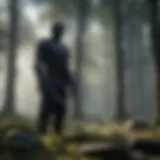 Stone Man Silhouette in Mystical Forest