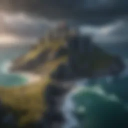 The Storm King's stronghold overlooking a tempestuous sea