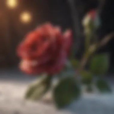 A rose blooming, signifying beauty and betrayal