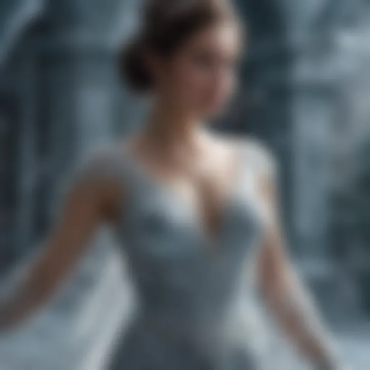 An elegant bridal gown made of shimmering ice crystals