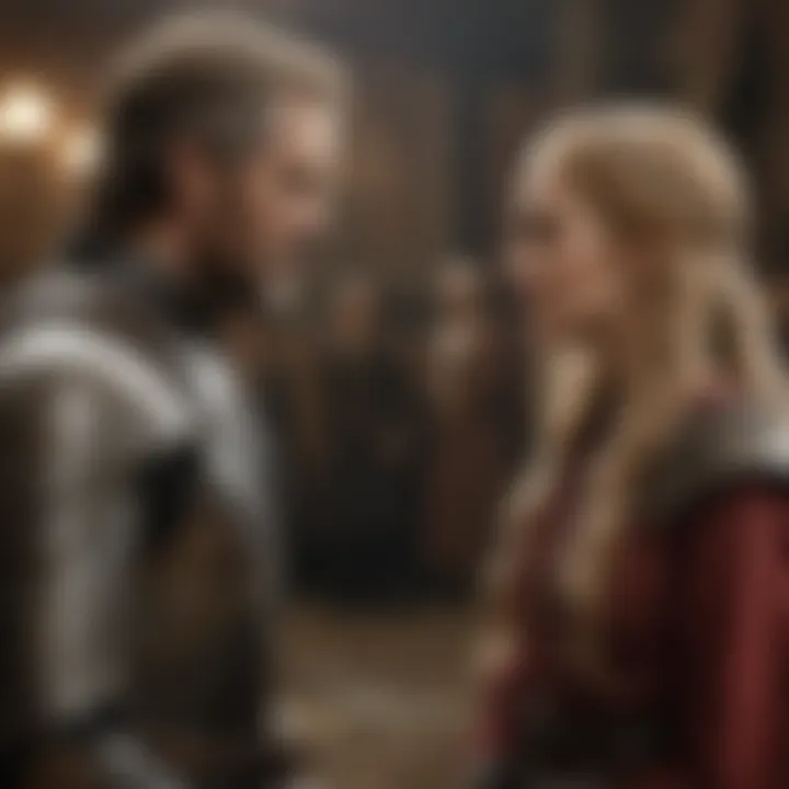 Qyburn conversing with Cersei, highlighting their strategic alliance