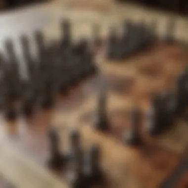 Illustration of a chess match alongside a map of Westeros