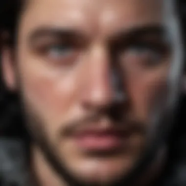 A close-up of Jon Snow's face reflecting inner turmoil