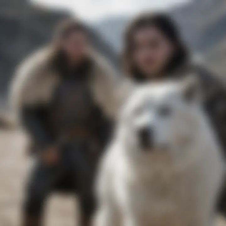 Jon Snow with Ghost, his direwolf