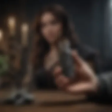 The Symbolism of Wolfsbane: Betrayal and Loyalty A dramatic scene of a character holding a vial of wolfsbane among dark shadows