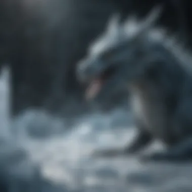 Artistic representation of a dragon surrounded by ice