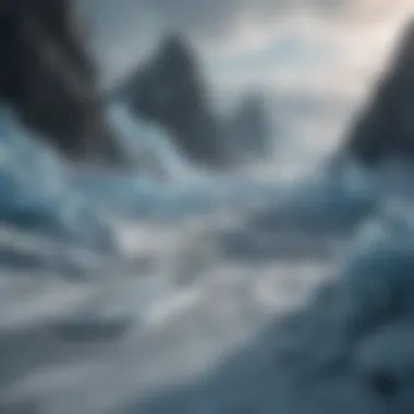 The Enigmatic Terrain of Dragon Ice Mysterious icy landscape featuring dragon motifs