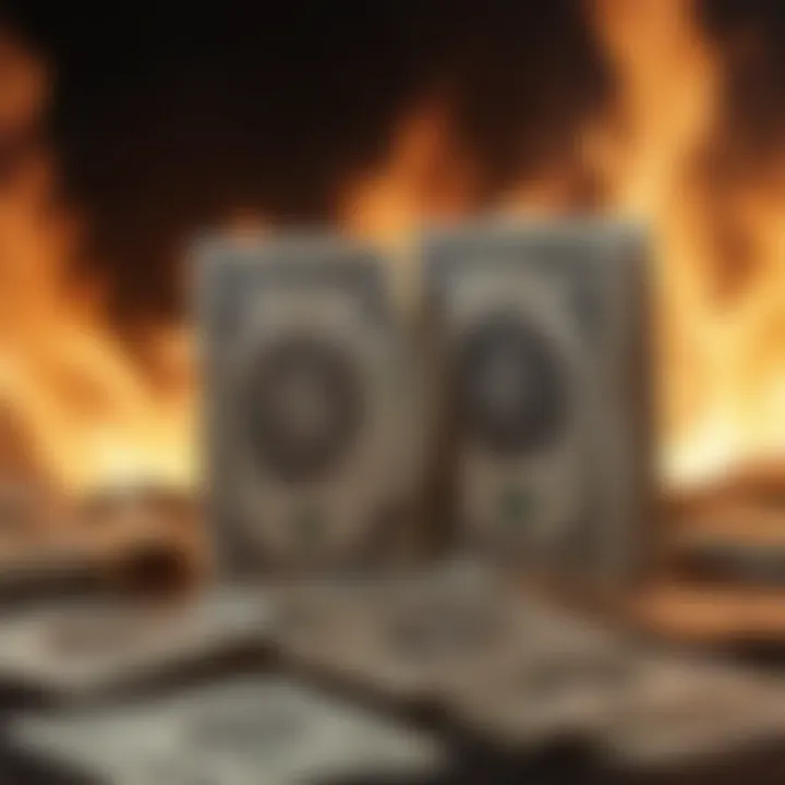 Symbolic depiction of power dynamics influenced by fire money