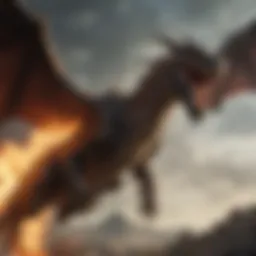 A fierce dragon soaring through the sky during the Targaryen civil war