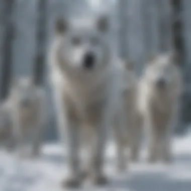 The Unity of the Dire Wolf Pack Dire wolf pack in a snowy environment