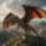 A majestic dragon soaring through the skies above a medieval landscape