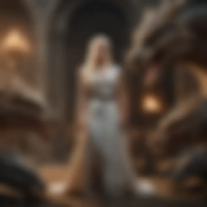 Daenerys with her dragons, symbolizing her fierce leadership