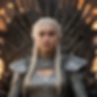 Daenerys Targaryen on the Iron Throne, embodying her power and ambition