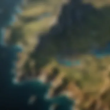 Geography of the Seven Kingdoms Aerial view of the Seven Kingdoms depicting the geographical boundaries and key locations.