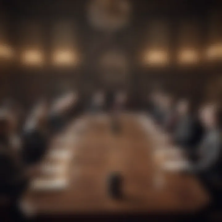 Depiction of a council meeting among key lords discussing the political landscape of Westeros.