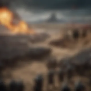 Clash of Armies An artistic representation of a battlefield showcasing clashing armies