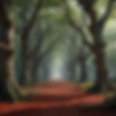 The Sacred Weirwood Grove The lush weirwood trees found in the sacred groves of Westeros, surrounded by ancient stones.