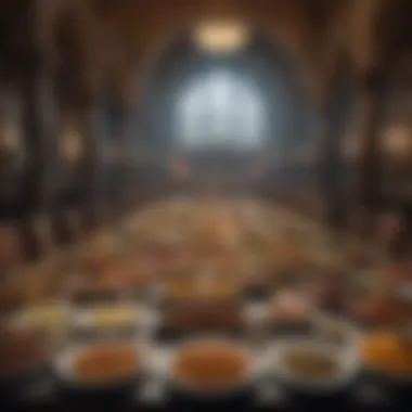 A feast laid out in a grand hall, embodying the cultures of Westeros.