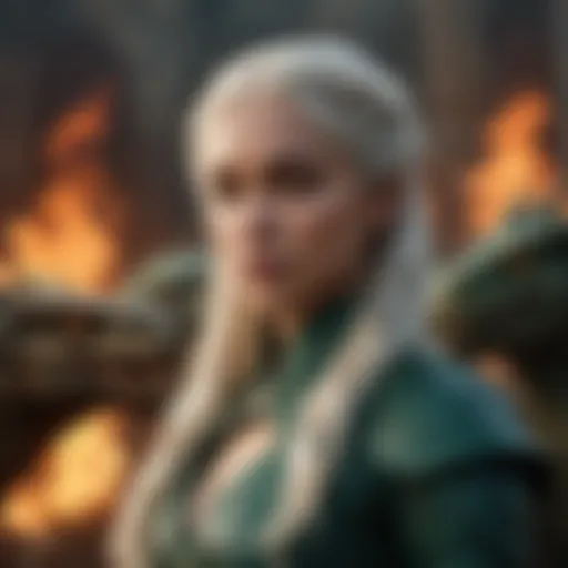 Daenerys Targaryen commanding her dragons