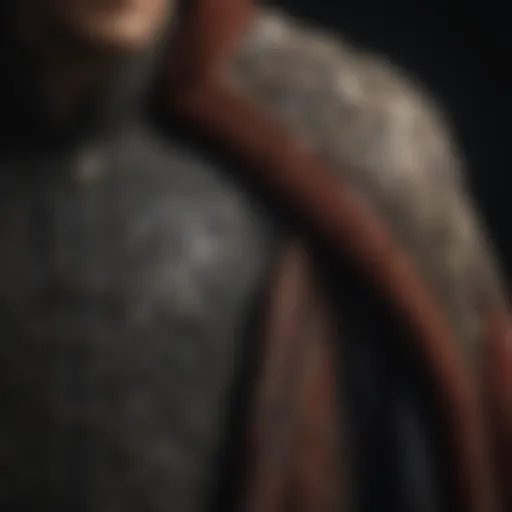 A detailed look at the intricate patterns of a noble's cloak