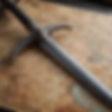 A Valyrian steel sword displayed alongside a map of Westeros