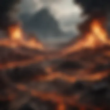 A fiery landscape symbolizing chaos and conflict