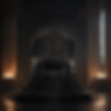 Ambition and Power Struggles The Iron Throne surrounded by shadows, symbolizing ambition and power struggles.