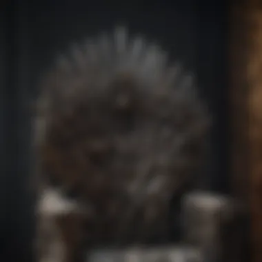 Intricate Design and Authority A close-up of the Iron Throne, showcasing its intricate design and symbolism of authority.