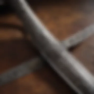Intricacies of Power: The Sword's Design A close-up view of a sword with intricate engravings