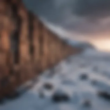 The harsh and snowy landscape beyond the Wall, symbolizing the dangers that lurk.